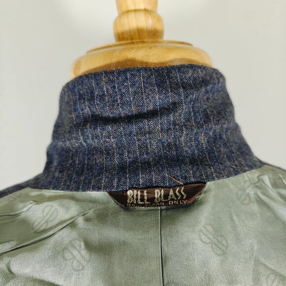 VTG Bill Blass Men's Sport Coat Blazer Gray Striped Herringbone Wool Size 40R - Picture 13 of 16